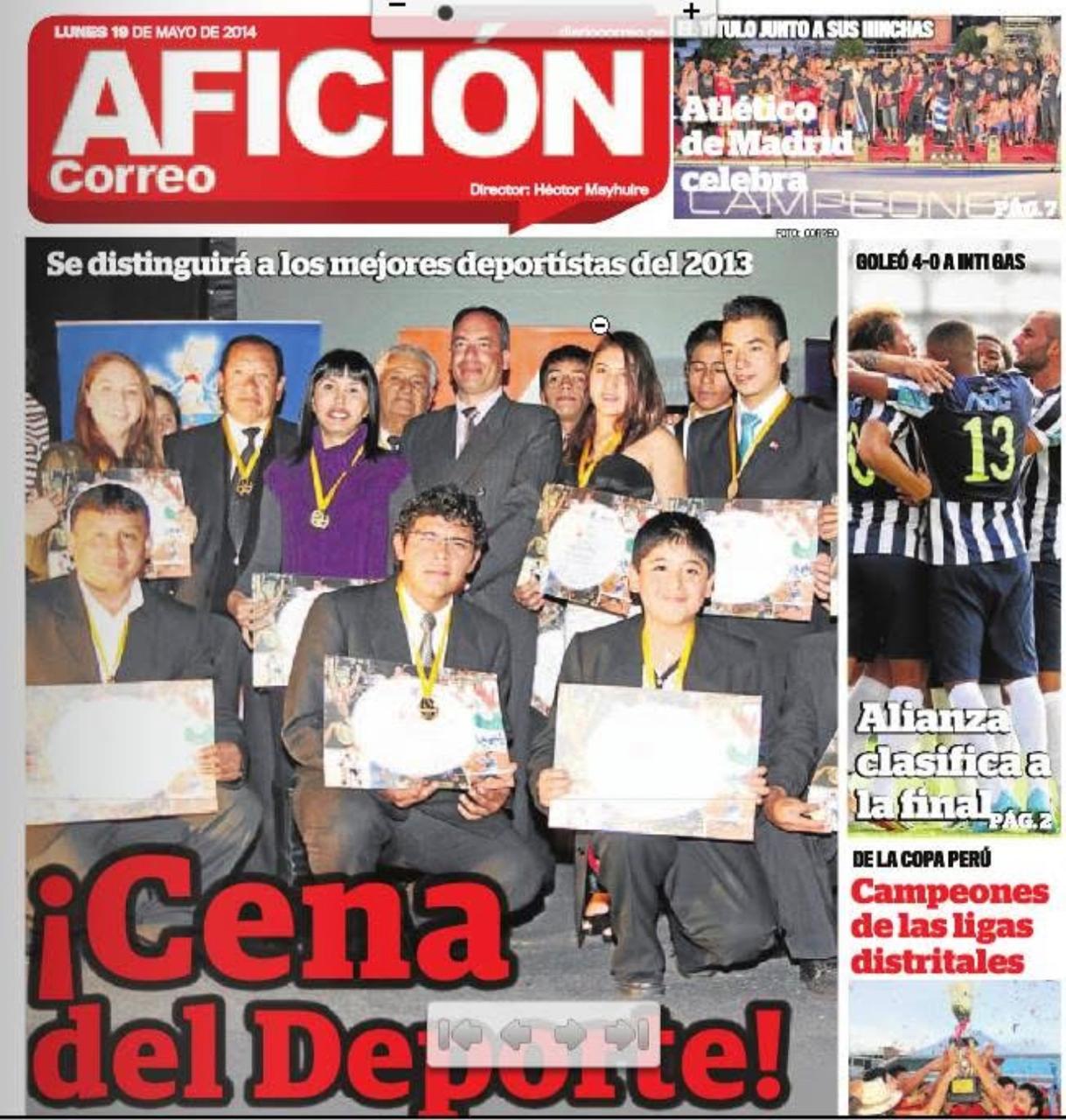 2013 JUGADOR DESTACADO RECONOCIMIENTO DIARIO CORREO